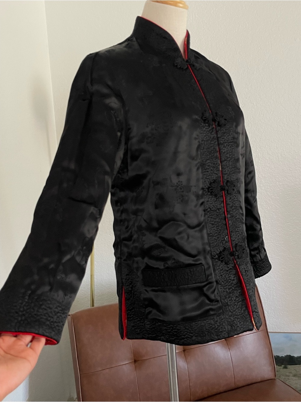 Vintage Chinese Brocade Floral Reversible Frog Closure Jacket - Picture 6 of 11